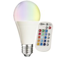 GLS 10W RGB+warm white LED lamp with IR remote control